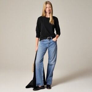 NWT!! J. CREW Vintage Jersey Long Sleeve T-Shirt Top Shirt Tee Solid Black XXS